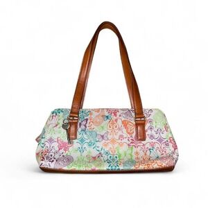 Fossil butterfly pattern Y2K leather shoulder bag